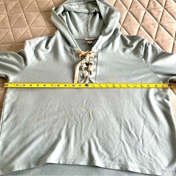 Eberjey Mason Lace-Up Mason Stretch Pima Cotton Modal Sky Blue Hoodie Size Large - Picture 10 of 16